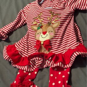 Rare Editions Red and White Striped Infant Outfit